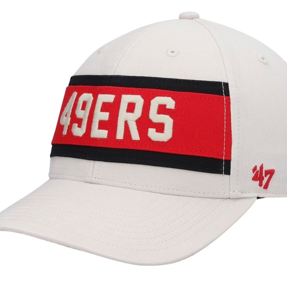 BNWT Men's '47 Cream San Francisco 49ers Crossroad MVP Adjustable Hat - Picture 3 of 4